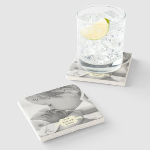 Yellow Minimalist Photo Moederdag Stone Onderzette Stenen Onderzetter