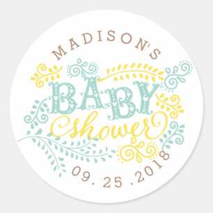Yellow Mint Genderneutraal Schattige Aangepast Bab Ronde Sticker