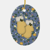 Yellow Mittens kerstversier Keramisch Ornament (Voorkant)