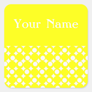 Yellow Mod Ball Design @ Emporio Moffa met naam Vierkante Sticker