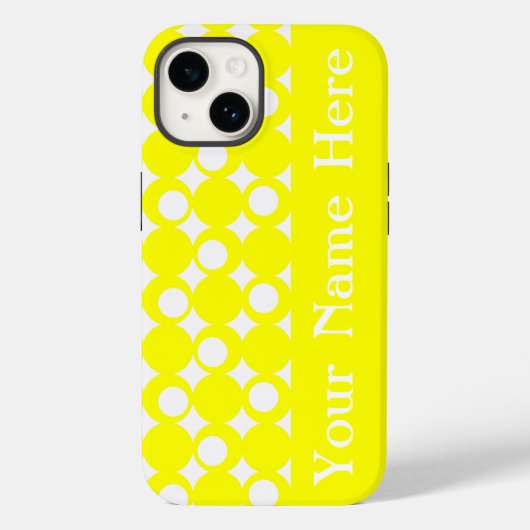 Yellow Mod Ball Design met naam Case-Mate iPhone Case (Achterkant)