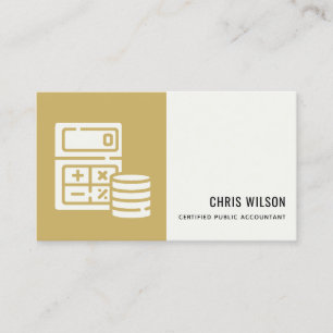 YELLOW MODERN CALCULATOR COIN ACCOUNTING ICON VISITEKAARTJE