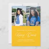 Yellow Modern Class Jaar van en Foto Afstuderen Aankondiging (Achterkant)