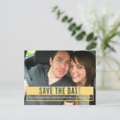 Yellow Modern Cut Out Enregistrer la date Carte po (Debout devant)