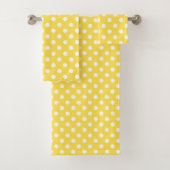 Yellow Modern Polka Dots Cute Bad Handdoek (Insitu)