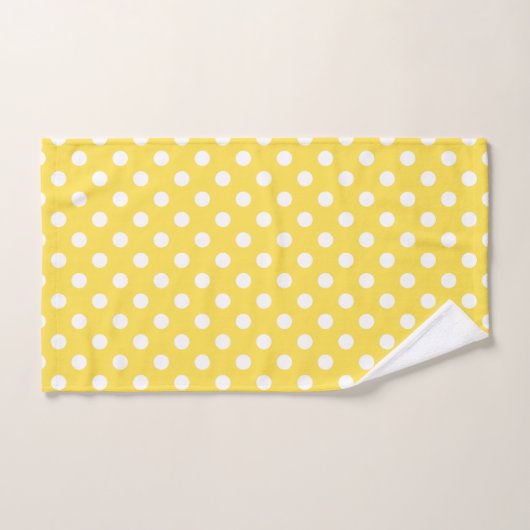 Yellow Modern Polka Dots Cute Bad Handdoek (Handdoek)