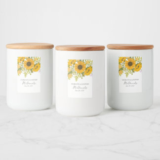 Yellow Modern Sunflowers Bouquet Wedding  Voedselcontainer Etiket