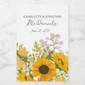 Yellow Modern Sunflowers Bouquet Wedding Voedselcontainer Etiket (Enkel label)