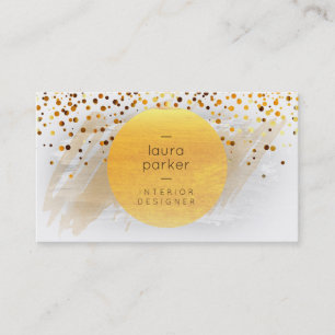 Yellow Moon Waterverf Splatter Confetti Modern Visitekaartje
