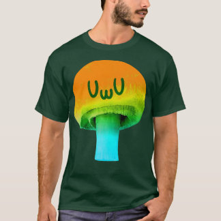 Yellow Mushroom Anime UWU Face Trippy Psychedeli T-shirt