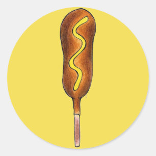 Yellow Mustard Hot Corn Dog Corndog Carnival Food Ronde Sticker