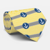 Yellow Nautical Anchor Chevron Stropdas (Opgerold)