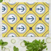 Yellow Nautical Anchor Pattern Theedoek (Gevouwen)