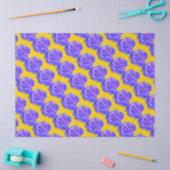 Yellow Navy Blue Floral Patterns Flowers Roses Tissuepapier (Craft)