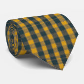 Yellow & Navy Blue Plaid Pattern Necktie Tie Stropdas (Opgerold)