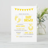 Yellow Neutral Baby shower Invitation Kaart (Staand voorkant)