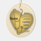 Yellow Night Nurse Heart aangepaste verpleegkundig Keramisch Ornament (Links)