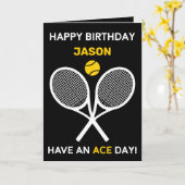 Yellow-noir, simple carte de tennis personnalisabl (Fleur jaune)