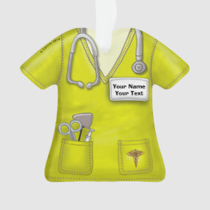 Yellow Nurse medische scrubs ornament