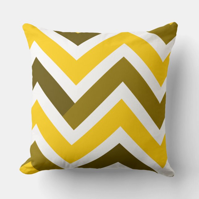 Yellow Olive Chevron Geometric Pattern Kussen (Voorkant)
