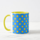 Yellow On Blue Polka Dots Pattern Design Mok (Links)