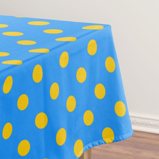 Yellow On Blue Polka Dots Pattern Design Tafelkleed