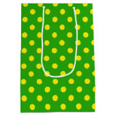 Yellow On Green Polka Dots Pattern Design  Medium Cadeauzakje (Achterkant)