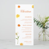 Yellow Orange Floral Custom Guest Name Garden Menu (Debout devant)