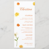 Yellow Orange Floral Custom Guest Name Garden Menu (Devant)