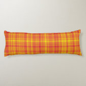 Yellow Orange Plaid Pattern Lichaamskussen (Achterkant)