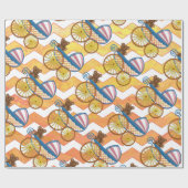Yellow, Oranje Chevron Baby Carriage Pattern Cadeaupapier (Vlak)