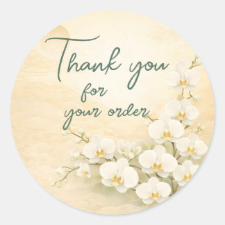 Yellow orchid Thank You For your order Ronde Sticker