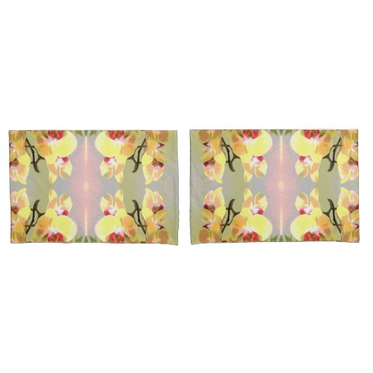 Yellow Orchids Pattern Kussensloop (Voorkant-Set)