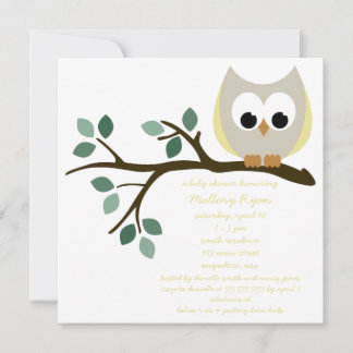 Yellow Owl Baby shower Invitation Kaart
