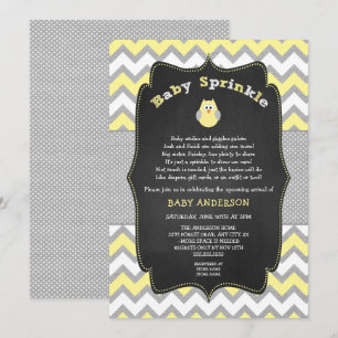 Yellow Owl baby strooi, Neutraal baby shower Kaart