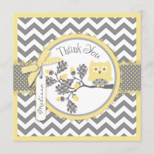 Yellow Owl Chevron print - Hartelijk dank Bedankkaart