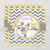Yellow Owl Chevron print - Hartelijk dank Bedankkaart (Voorkant / Achterkant)