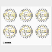 Yellow Owl Chevron print Hartelijk dank Ronde Sticker (Vel)