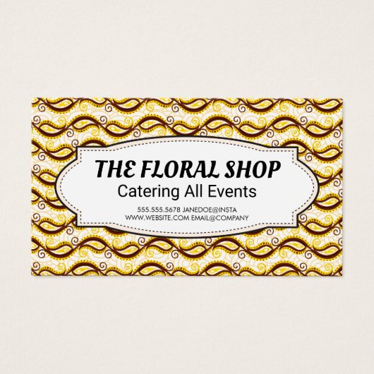 Yellow Paisley Pattern Visitekaartje (Voorkant)