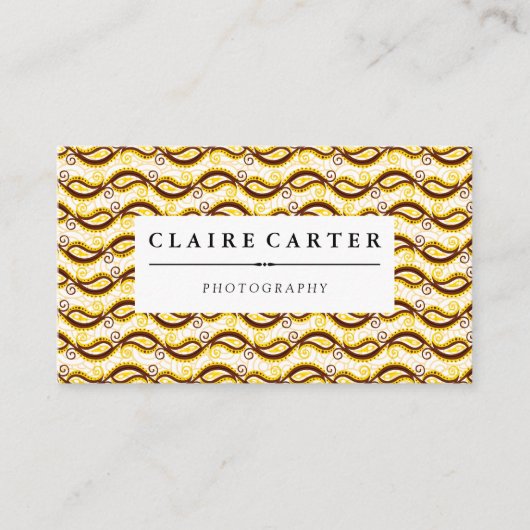 Yellow Paisley Pattern Visitekaartje (Voorkant)