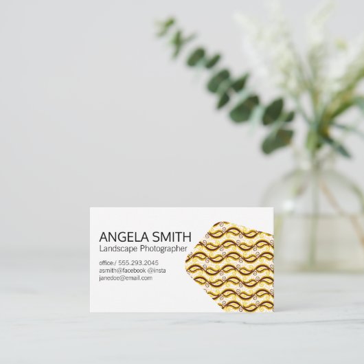 Yellow Paisley Pattern Visitekaartje (Staand voorkant)