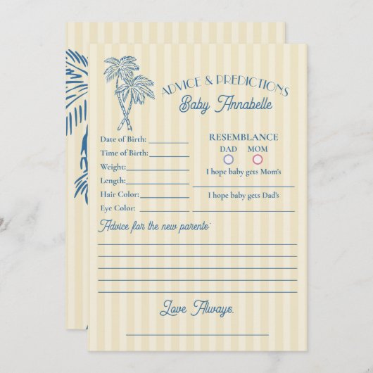 Yellow Palm Springs Beach Douche Advies voor Baby Kaart (Voorkant / Achterkant)