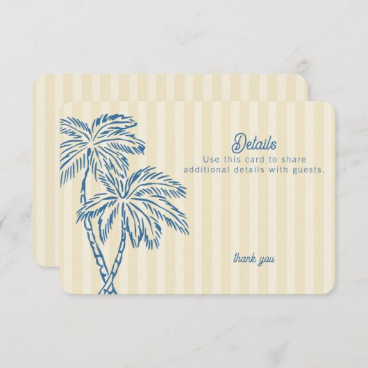 Yellow Palm Springs Pastel Beach Details Invoegen Informatiekaartje (Voorkant / Achterkant)