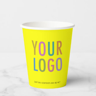 Yellow Paper Cups Custom Company Logo Branded 8 oz Papieren Bekers