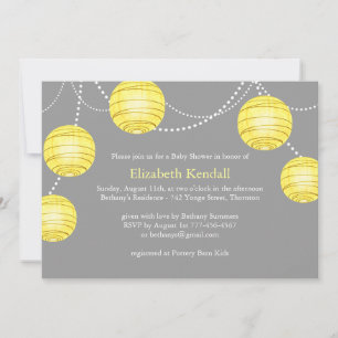 Yellow Party Lantern Baby shower Invitation Kaart
