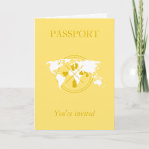Yellow Passport Voyage Boy Baby shower Carte du mo