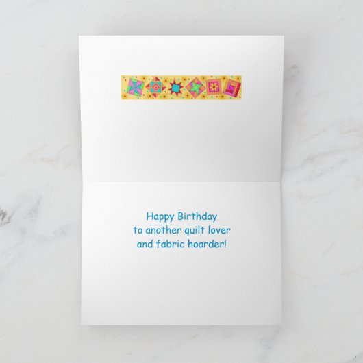 Yellow Patchwork Quilt Art Happy Birthday Kaart (Binnen)