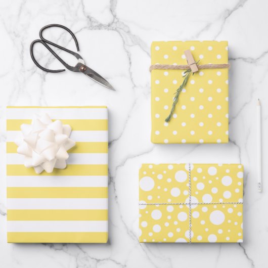 Yellow Patterns Wrapping Paper Sheet Set (Voorkant)