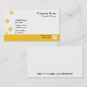 Yellow Paw-afdrukken Sjabloon voor visitekaartjes (Voorkant / Achterkant)