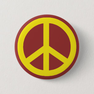 Yellow Peace Sign Ronde Button 5,7 Cm